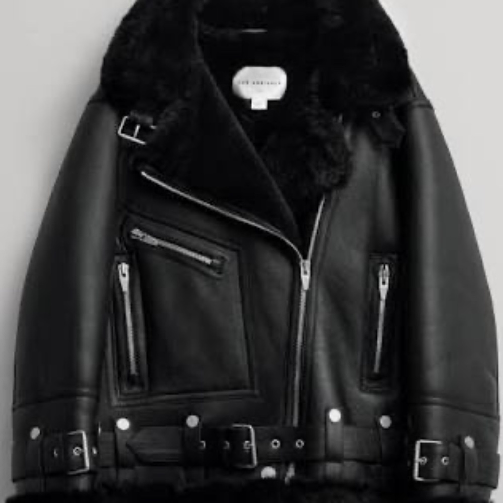 Arrivals Moya V Black Shearling Jacket